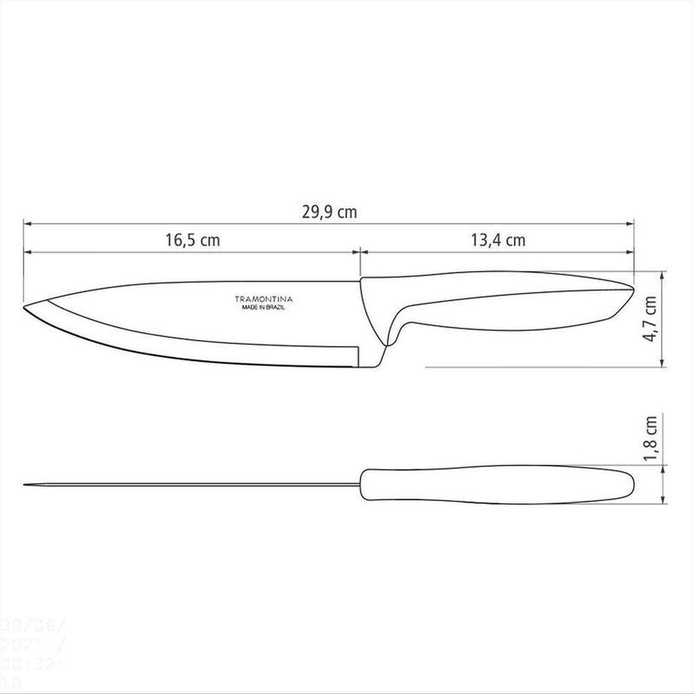 Faca Chef Tramontina Plenus Com Lâmina Em Aço Inox E Cabo De Polipropileno Preto 7" Tramontina - 4
