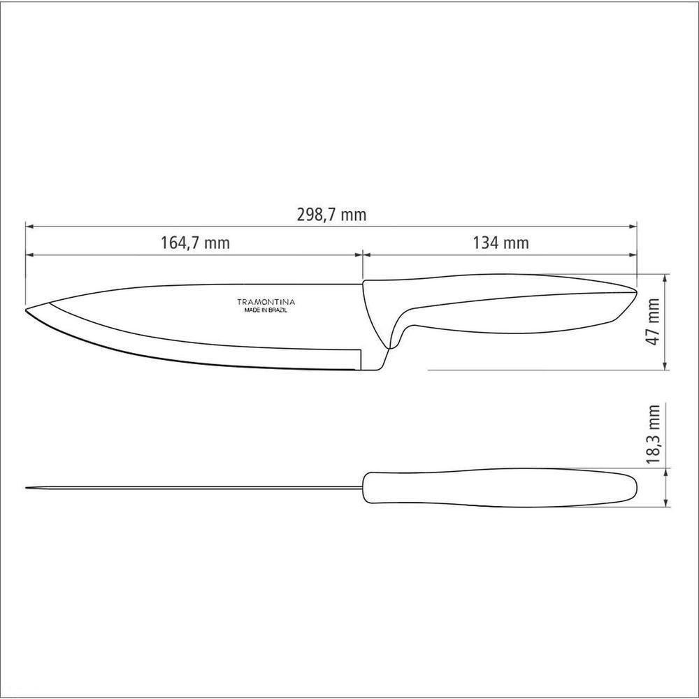 Faca Chef Tramontina Plenus Com Lâmina Em Aço Inox E Cabo De Polipropileno Preto 7" Tramontina - 5