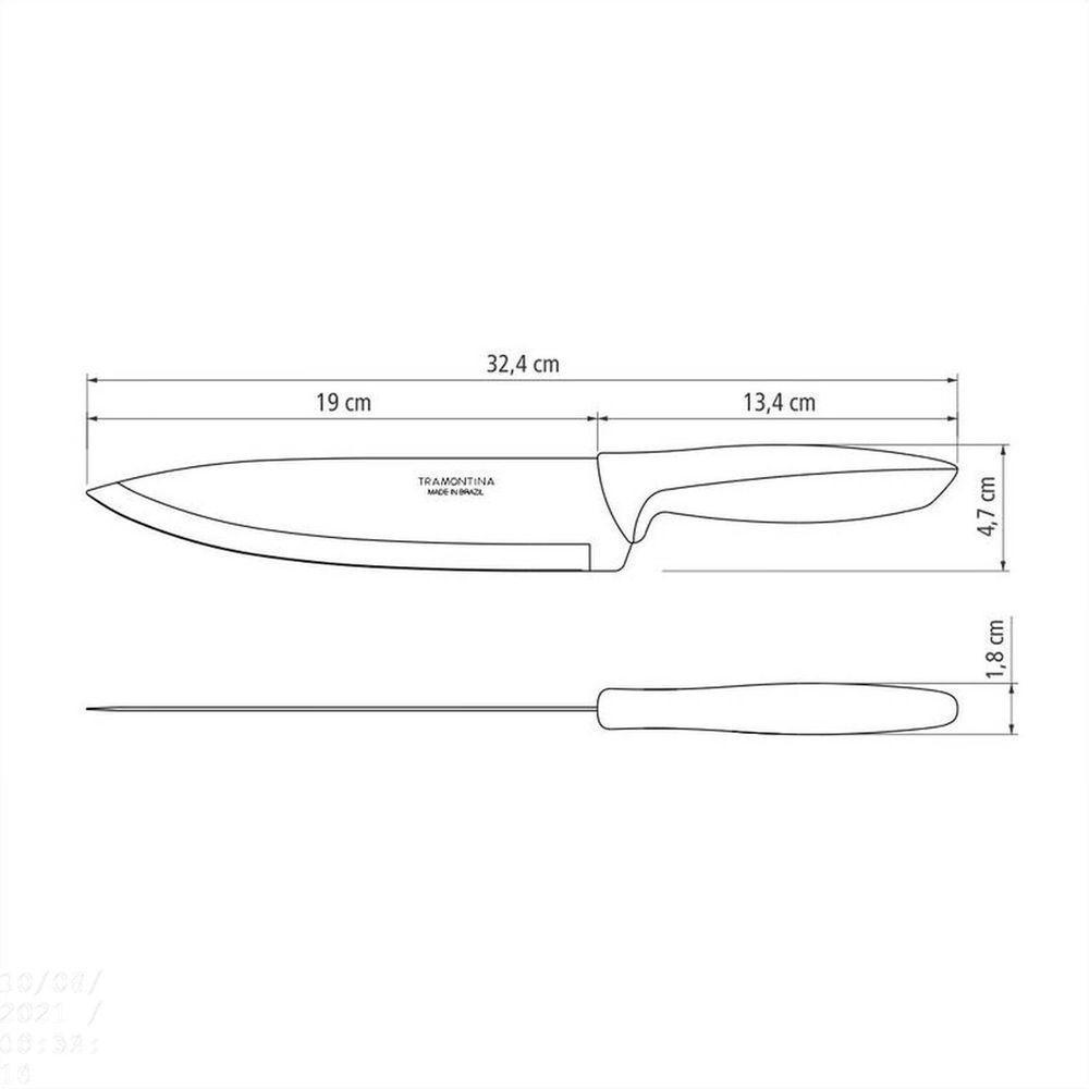 Faca Chef Tramontina Plenus Com Lâmina Em Aço Inox E Cabo De Polipropileno Off White 8" Tramontina - 2