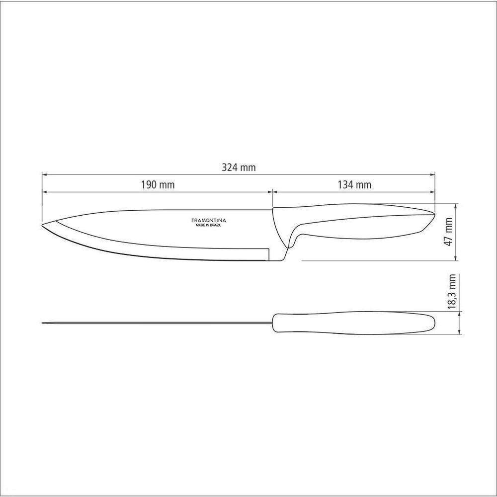 Faca Chef Tramontina Plenus Com Lâmina Em Aço Inox E Cabo De Polipropileno Off White 8" Tramontina - 6