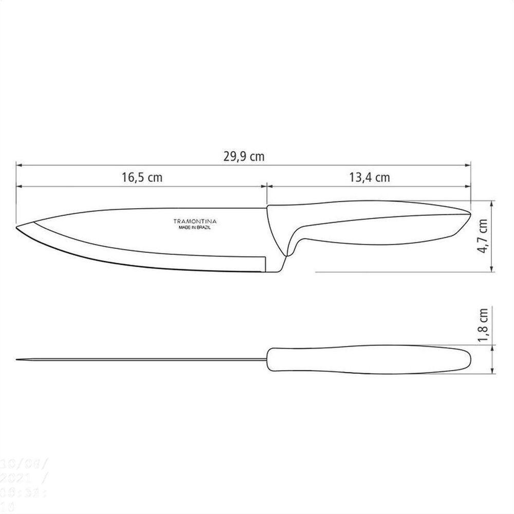 Faca Chef Tramontina Plenus Com Lâmina Em Aço Inox E Cabo De Polipropileno Cinza 7" Tramontina - 4