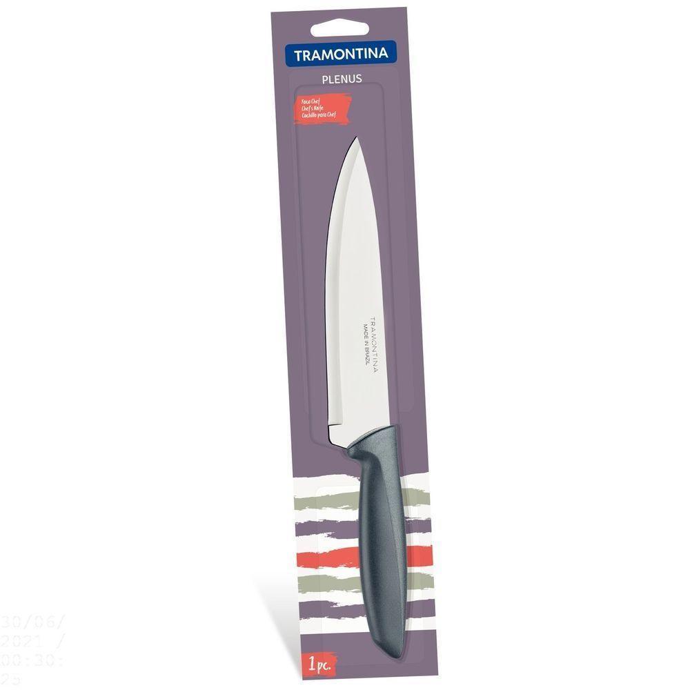 Faca Chef Tramontina Plenus Com Lâmina Em Aço Inox E Cabo De Polipropileno Cinza 7" Tramontina - 5