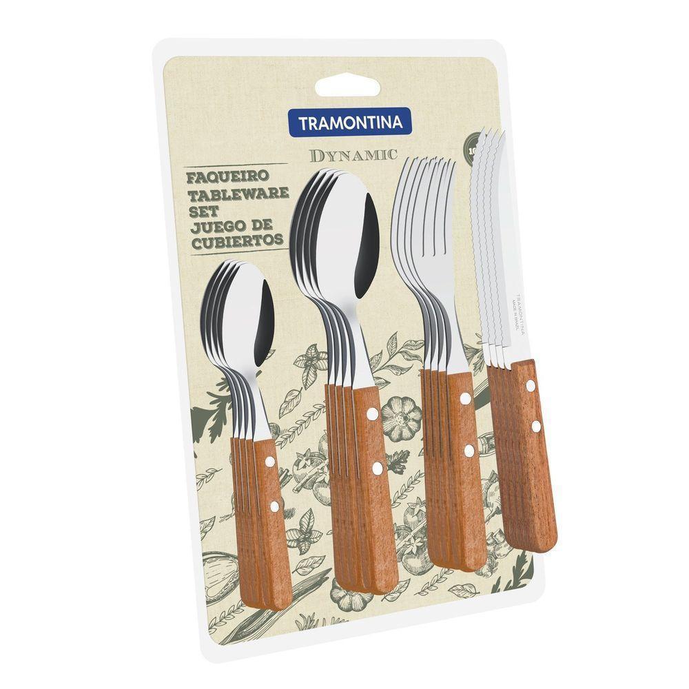 Faqueiro 16 Peças Com Laminas De Aço Inox E Cabos De Madeira Tramontina Dynamic Natural Tramontina - 1