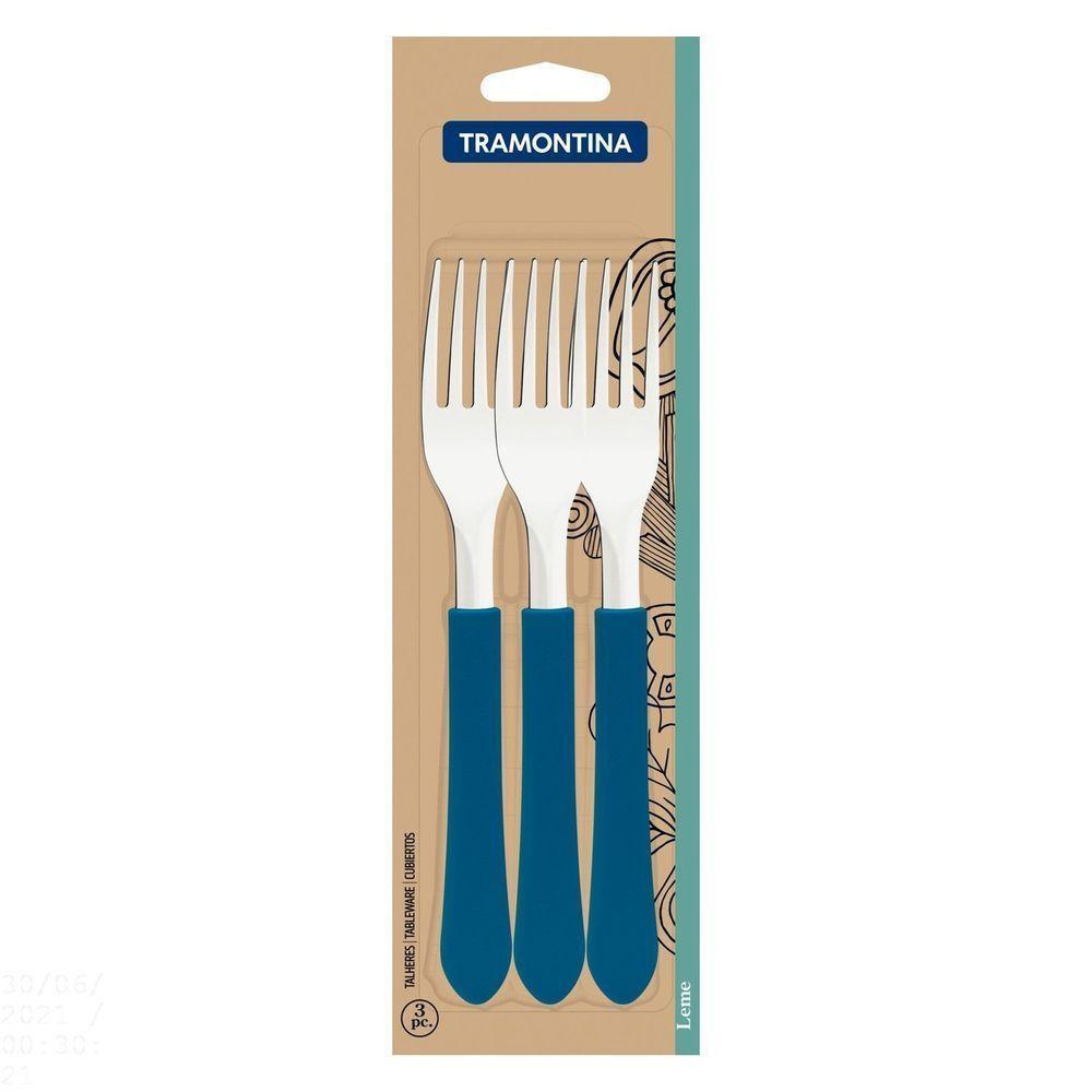 Conjunto De Garfos De Mesa Leme Com Lâminas Em Aço Inox E Cabo Azul Oceano 3 Peças - 2
