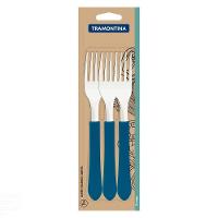 Conjunto De Garfos De Mesa Leme Com Lâminas Em Aço Inox E Cabo Azul Oceano 3 Peças - 2