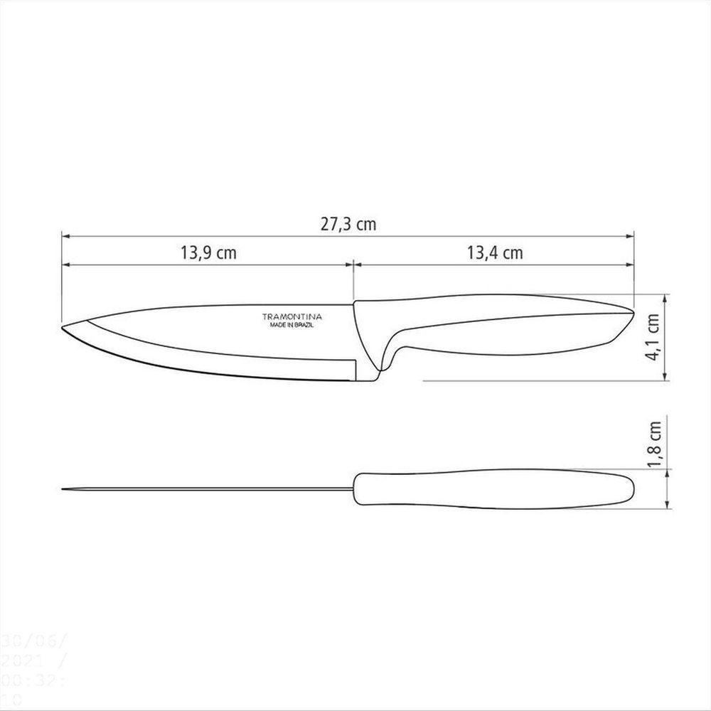 Faca Chef Tramontina Plenus Com Lâmina Em Aço Inox E Cabo De Polipropileno Preto 6" Tramontina - 3