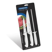 Jogo de Facas Tramontina Premium Inox e Cabos Branco 3 Peças - 1