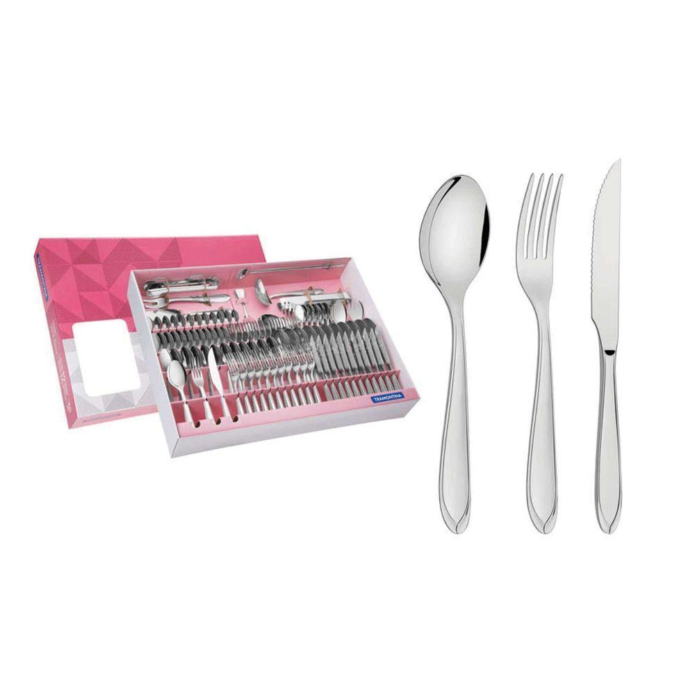 Faqueiro Laguna Em Aço Inox Com Facas De Churrasco Acabamento Em Brilho Com Detalhes No C - 1