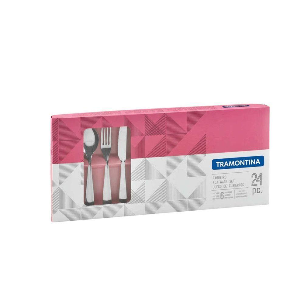 Faqueiro Laguna Em Aço Inox Com Facas Para Churrasco Acabamento Em Brilho 24 Peças - 6