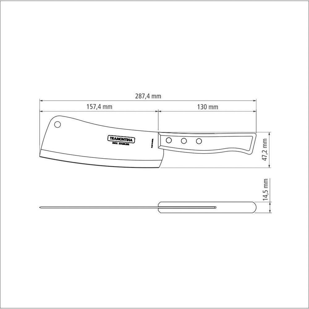 Cutelo Tradicional Com Lâmina Em Aço Inox E Cabo Em Madeira Natural 6" Tramontina - 4