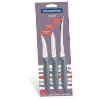 Jogo De Facas Plenus Com Lâminas Em Aço Inox E Cabos De Polipropileno Cinza 3 Peças - 1
