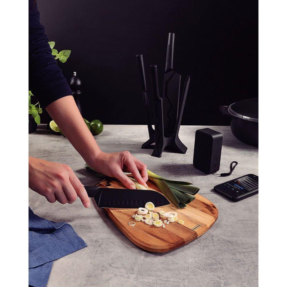 Jogo De Facas Nygma Com Lâmina Em Aço Inox E Cabos De Polipropileno Preto Com Suporte E C - 3