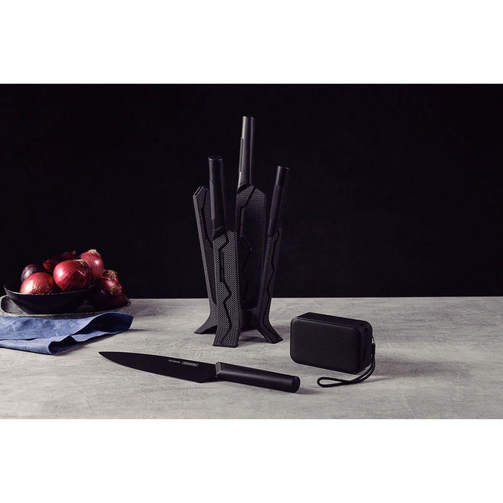 Jogo De Facas Nygma Com Lâmina Em Aço Inox E Cabos De Polipropileno Preto Com Suporte E C - 4