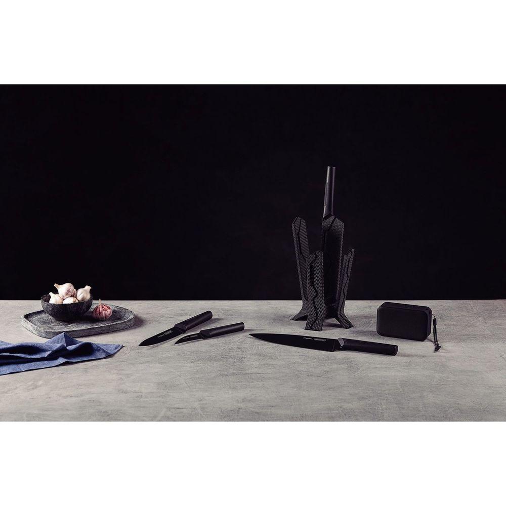 Jogo De Facas Nygma Com Lâmina Em Aço Inox E Cabos De Polipropileno Preto Com Suporte E C - 5