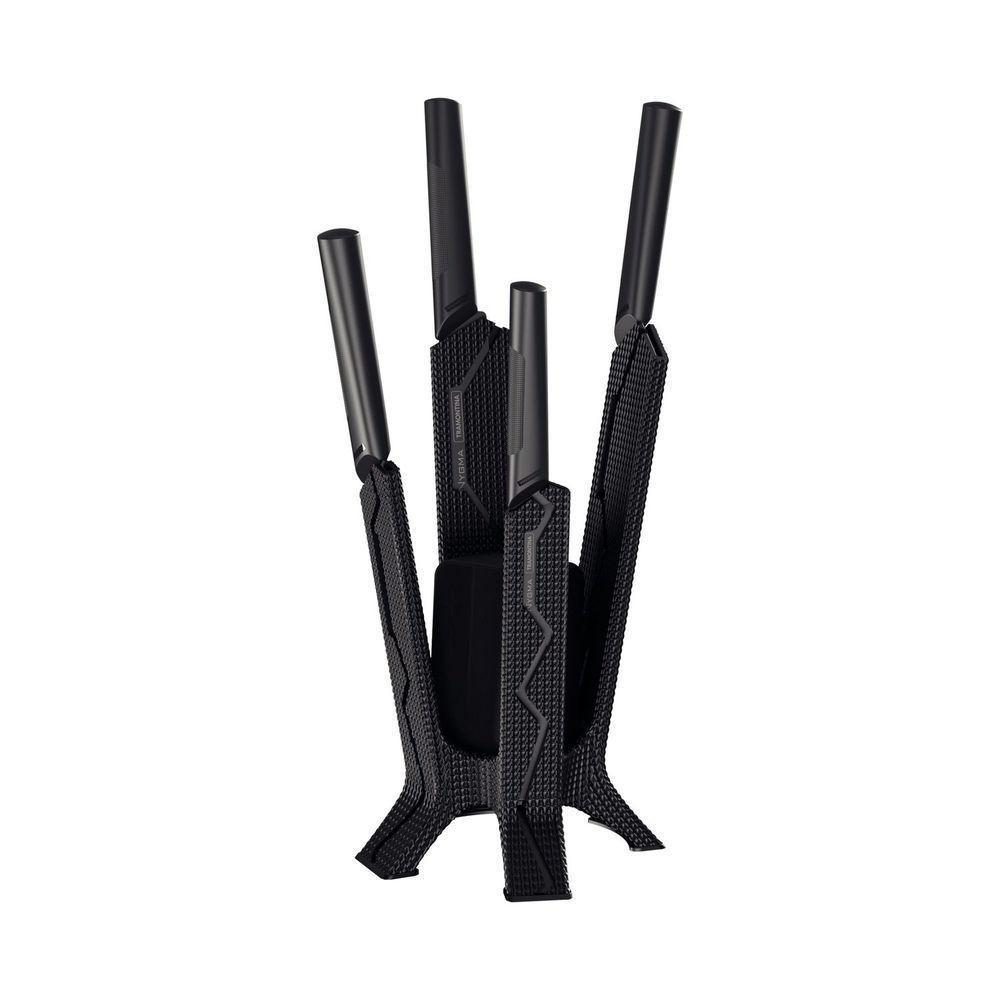 Jogo De Facas Nygma Com Lâmina Em Aço Inox E Cabos De Polipropileno Preto Com Suporte E C - 6