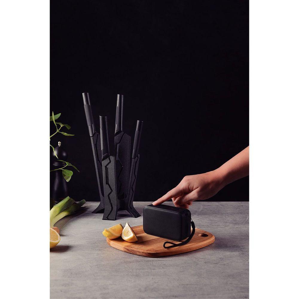 Jogo De Facas Nygma Com Lâmina Em Aço Inox E Cabos De Polipropileno Preto Com Suporte E C - 8