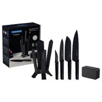 Jogo De Facas Nygma Com Lâmina Em Aço Inox E Cabos De Polipropileno Preto Com Suporte E C - 1