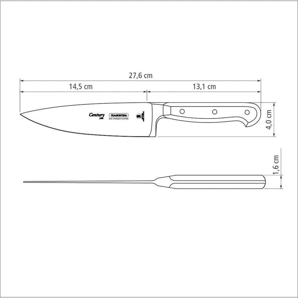 Faca Chef Century Com Lâmina Em Aço Inox E Cabo De Policarbonato E Fibra De Vidro 6" - 2