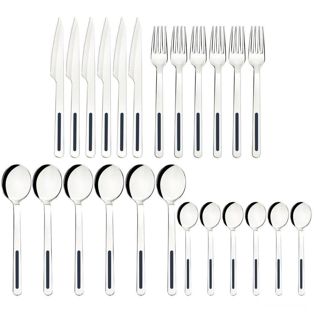 Faqueiro Tramontina Vik Em Aço Inox Com Detalhes Em Polipropileno ônix 24 Peças Tramontina - 1