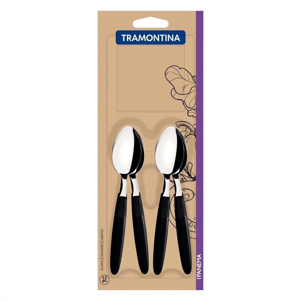 Conjunto De Colheres Para Chá Tramontina Ipanema Em Aço Inox E Cabo Preto 12 Peças Tramontina - 1