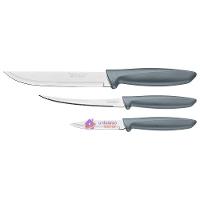 Jogo De Facas Plenus Com Lâminas Em Aço Inox E Cabos De Polipropileno Cinza 3 Peças - 4