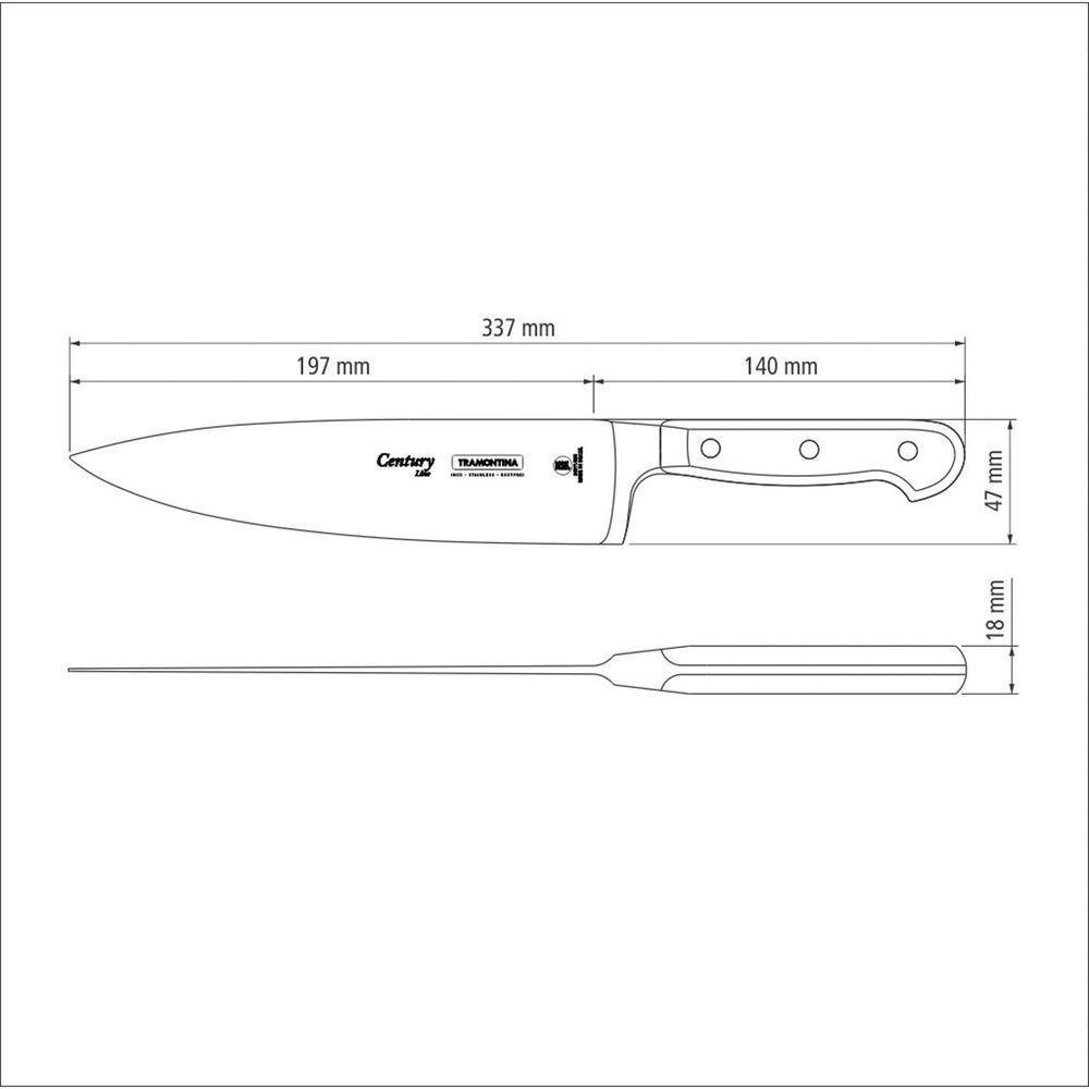 Faca Chef Century Com Lâmina Em Aço Inox E Cabo De Policarbonato E Fibra De Vidro 8" - 5