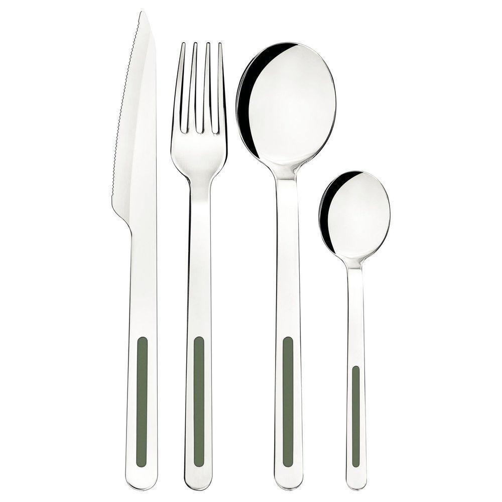 Faqueiro Tramontina Vik Em Aço Inox Com Detalhes Em Polipropileno Oliva 24 Peças Tramontina - 2