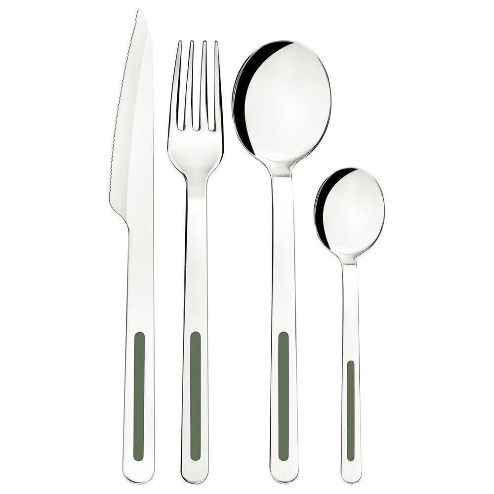 Faqueiro Tramontina Vik Em Aço Inox Com Detalhes Em Polipropileno Oliva 24 Peças Tramontina - 10