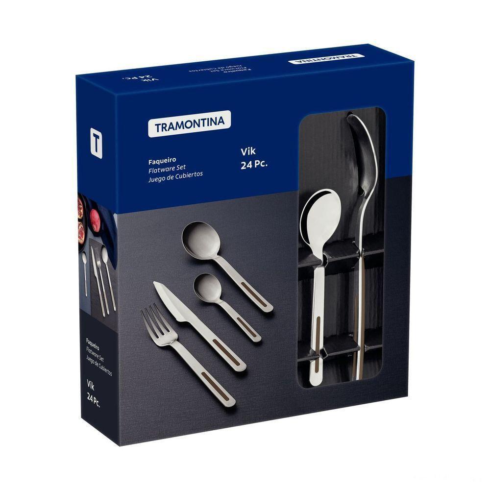 Faqueiro Tramontina Vik Em Aço Inox Com Detalhes Em Polipropileno ágata 24 Peças Tramontina - 3