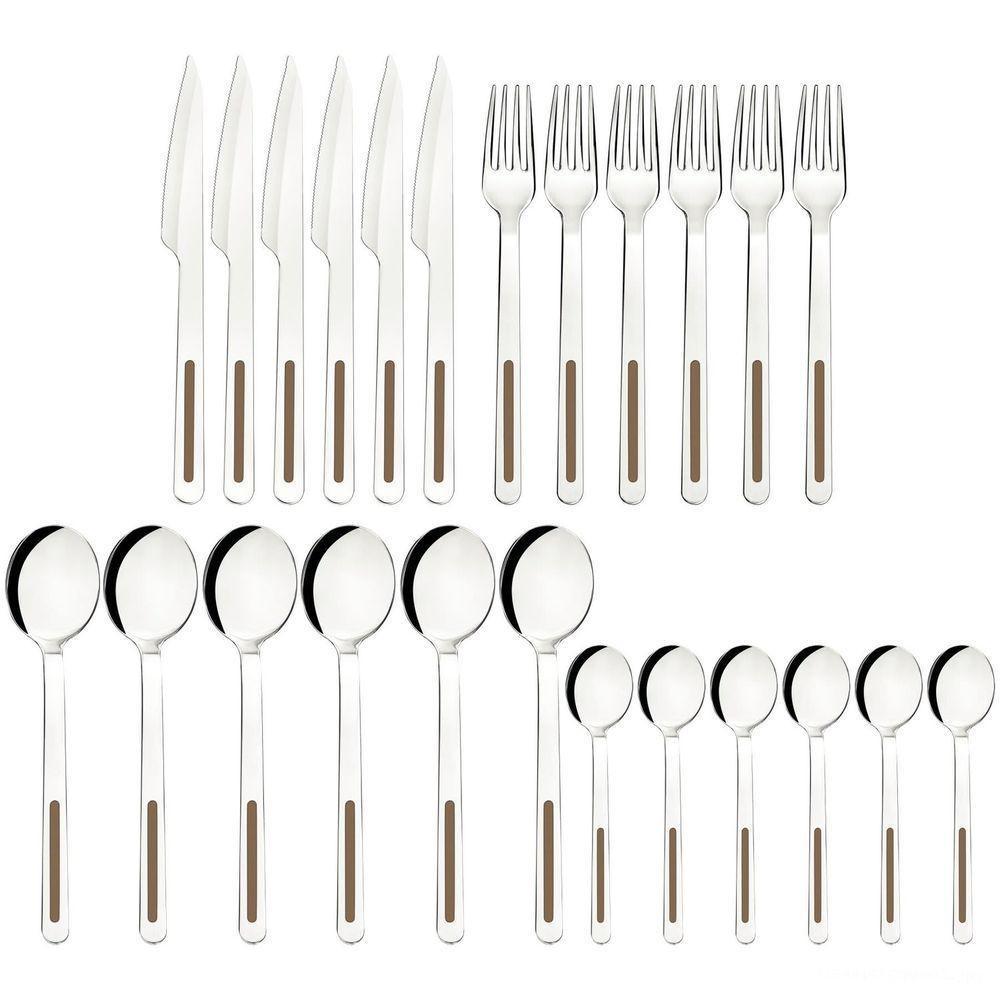 Faqueiro Tramontina Vik Em Aço Inox Com Detalhes Em Polipropileno ágata 24 Peças Tramontina - 5