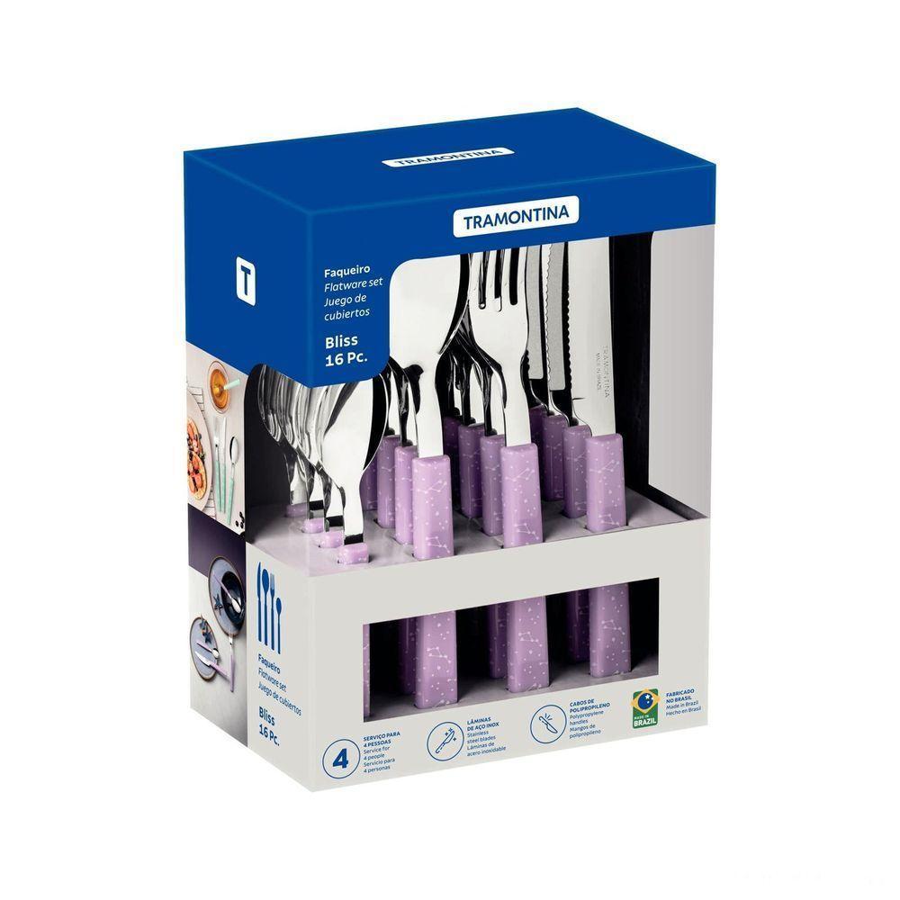 Faqueiro Bliss Com Lâminas Em Aço Inox E Cabos De Polipropileno Lavanda 16 Peças - 6
