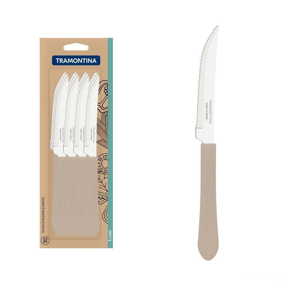 Conjunto De Facas Para Churrasco Tramontina Leme Em Aço Inox E Cabo Cinza 12 Peças Tramontina - 1