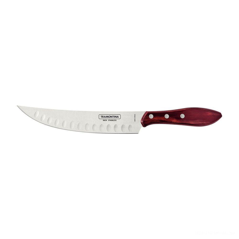 Faca Para Carne Butcher Cabo Em Madeira Tratada Polywood Vermelho 8" Tramontina - 1