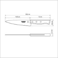 Faca Peixeira E Cozinha Tradicional Com Lâmina Em Aço Inox E Cabo Em Madeira Natural 6" - 2