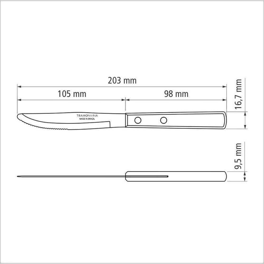 Faca De Mesa Tramontina 4" Em Aço Inox E Cabo Em Madeira Polywood Vermelho Tramontina - 3