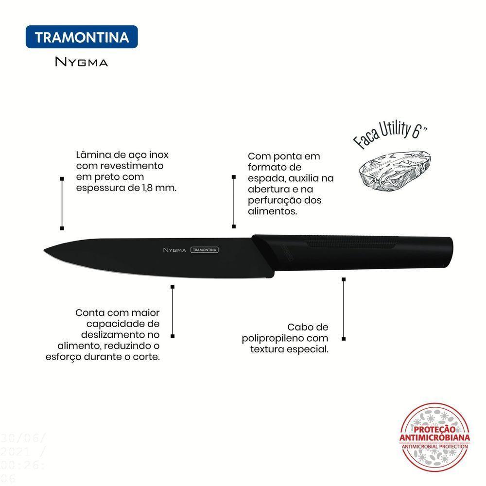 Faca Utility Nygma Com Lâmina Em Aço Inox E Cabo De Polipropileno Texturizado Preto 6" - 4