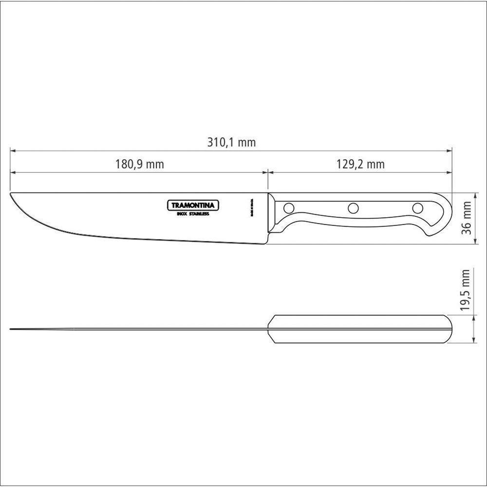 Faca Para Cozinha Ultracorte Com Lâmina Em Aço Inox E Cabo De Polipropileno Preto 7" - 2