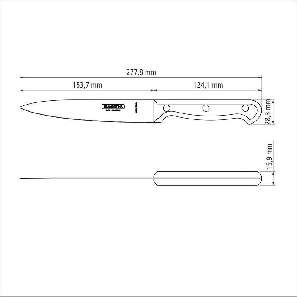Faca Utility Ultracorte Com Lâmina Em Aço Inox E Cabo De Polipropileno Preto 6" - 3