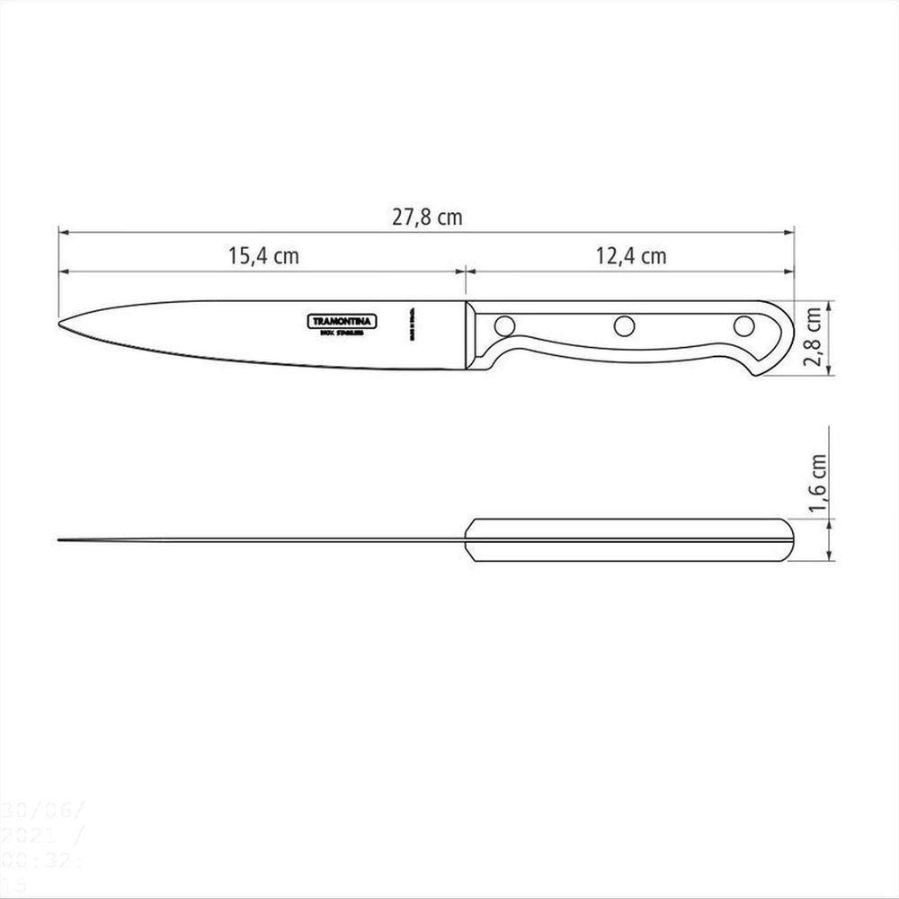 Faca Utility Ultracorte Com Lâmina Em Aço Inox E Cabo De Polipropileno Preto 6" - 6
