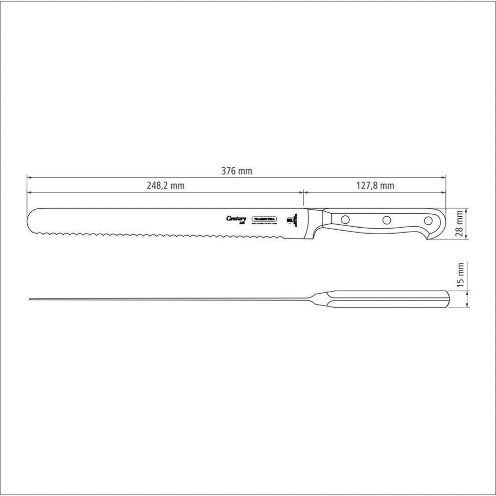 Faca Para Confeitaria Century Lâmina Aço Inox Cabo De Policarbonato E Fibra De Vidro 10" - 7