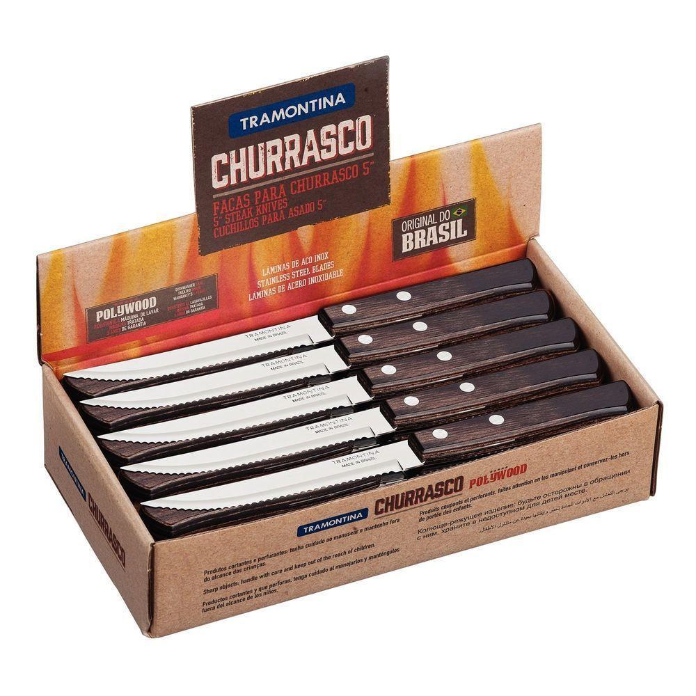 Faca Para Churrrasco 5" Tramontina Em Aço Inox E Cabo Madeira Polywood Castanho Tramontina - 6