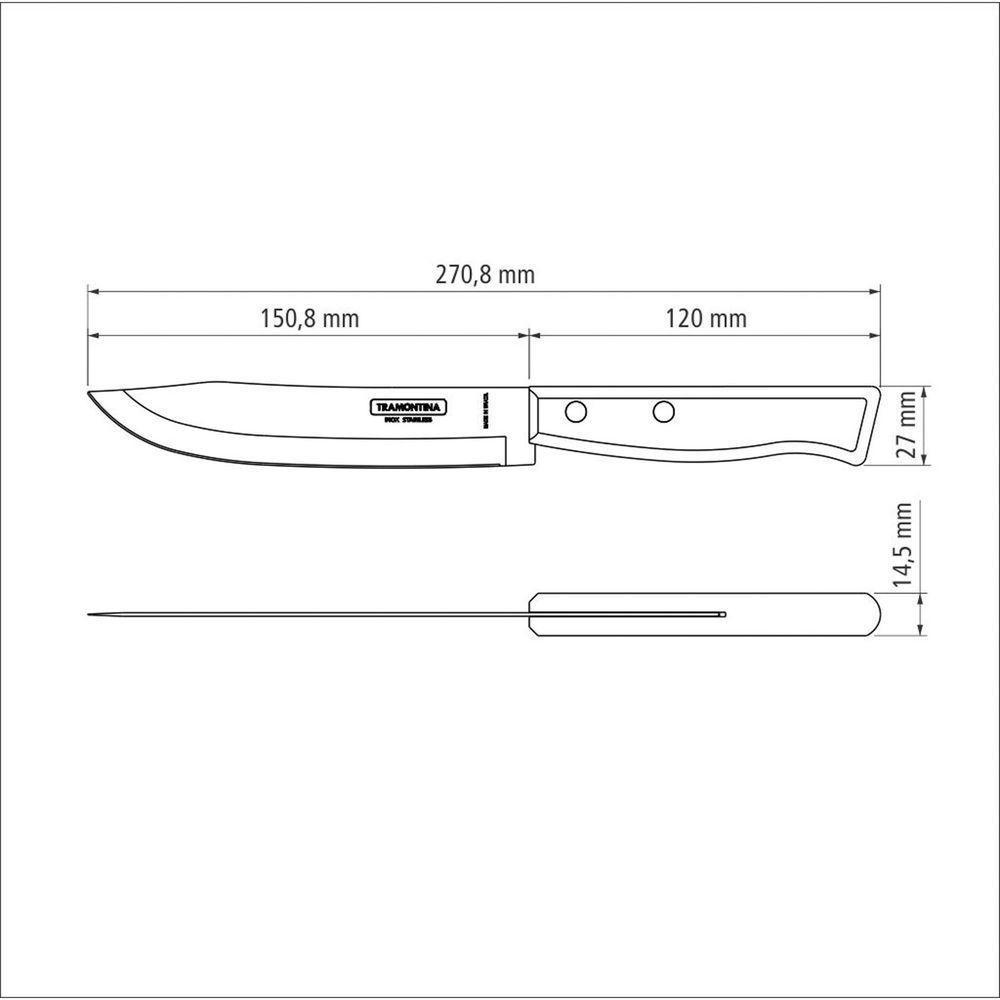 Faca Para Cozinha Tradicional Com Lâmina Em Aço Inox E Cabo Em Madeira Natural 6" - 3