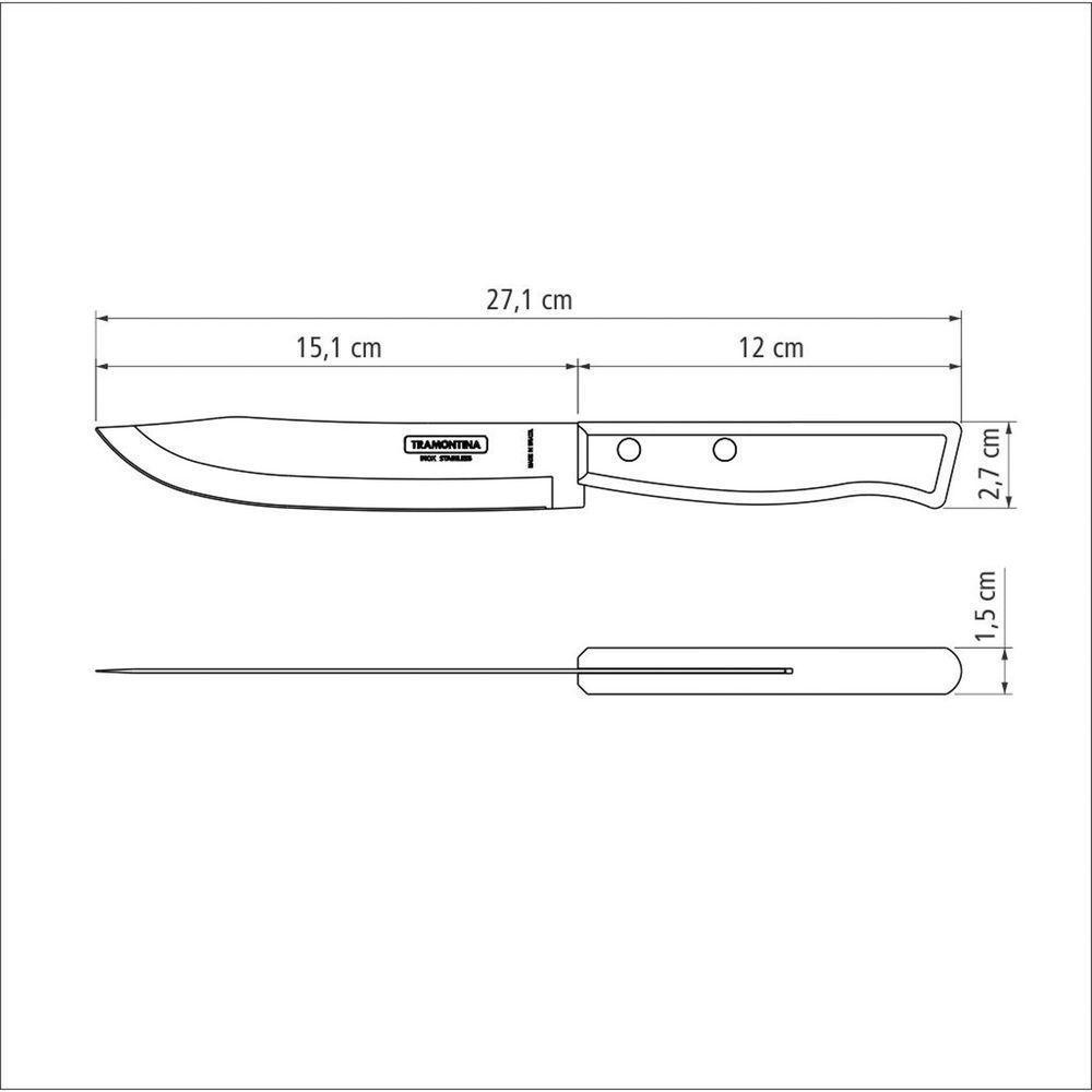 Faca Para Cozinha Tradicional Com Lâmina Em Aço Inox E Cabo Em Madeira Natural 6" - 4