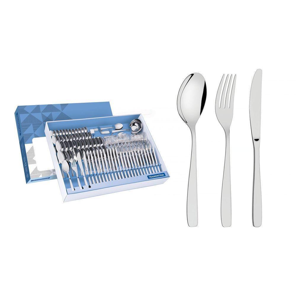 Faqueiro Tramontina Cosmos Em Aço Inox Com Facas De Mesa Acabamento Em Brilho 101 Peças Tramontina - 1