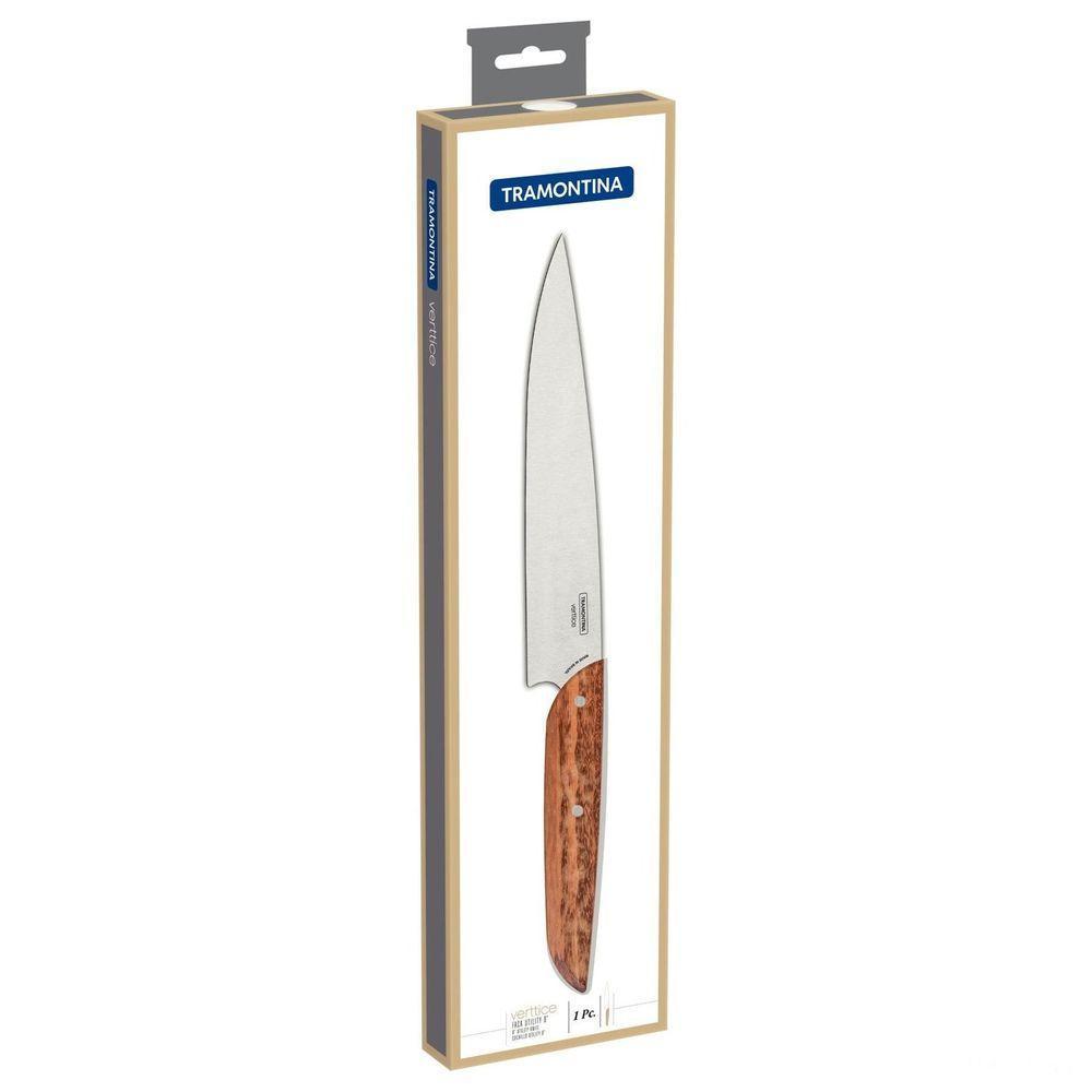 Faca Utility Tramontina Verttice Com Lâmina Em Aço Inox E Cabo De Madeira Natural 8" Tramontina - 1