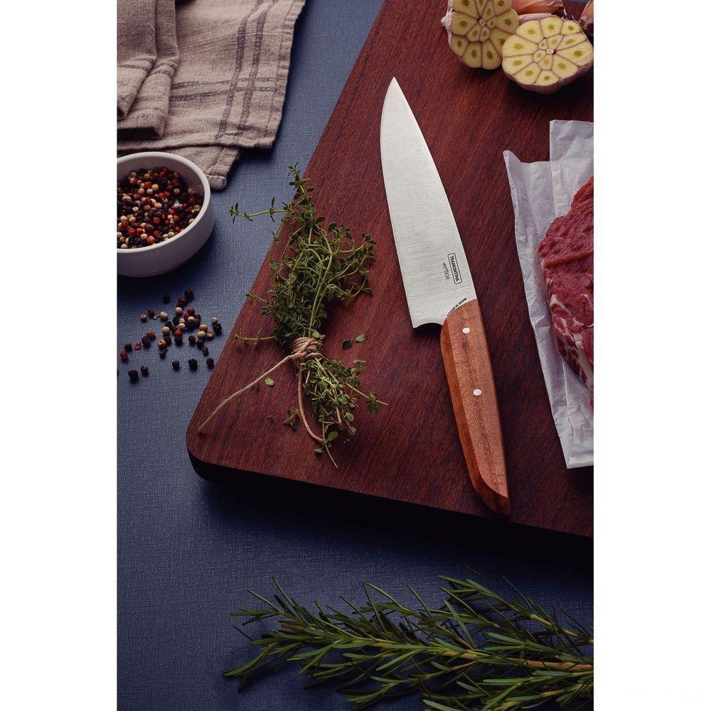 Faca Utility Tramontina Verttice Com Lâmina Em Aço Inox E Cabo De Madeira Natural 8" Tramontina - 2