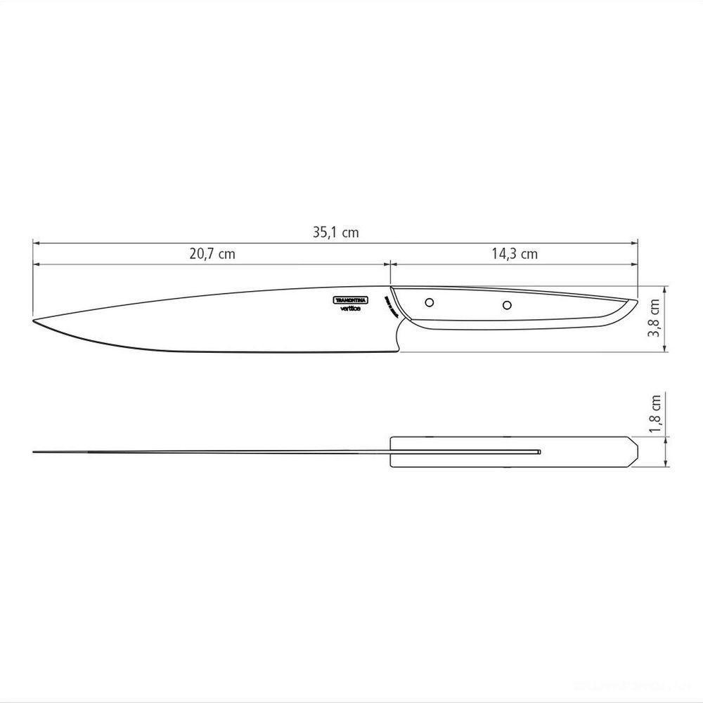 Faca Utility Tramontina Verttice Com Lâmina Em Aço Inox E Cabo De Madeira Natural 8" Tramontina - 4