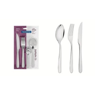 Faqueiro Havaí Em Aço Inox Com Facas Para Churrasco Acabamento Em Brilho 24 Peças