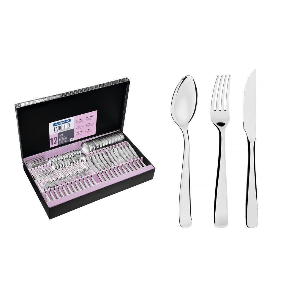 Faqueiro Pacific Em Aço Inox Com Facas Para Churrasco Acabamento Alto Brilho Com Detalhes - 3