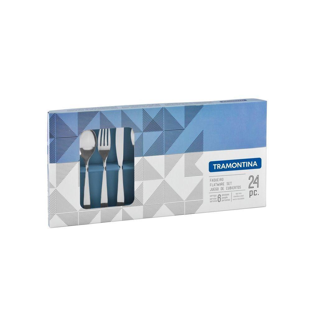 Faqueiro Cosmos Em Aço Inox Com Facas Para Churrasco Acabamento Em Brilho 24 Peças - 3